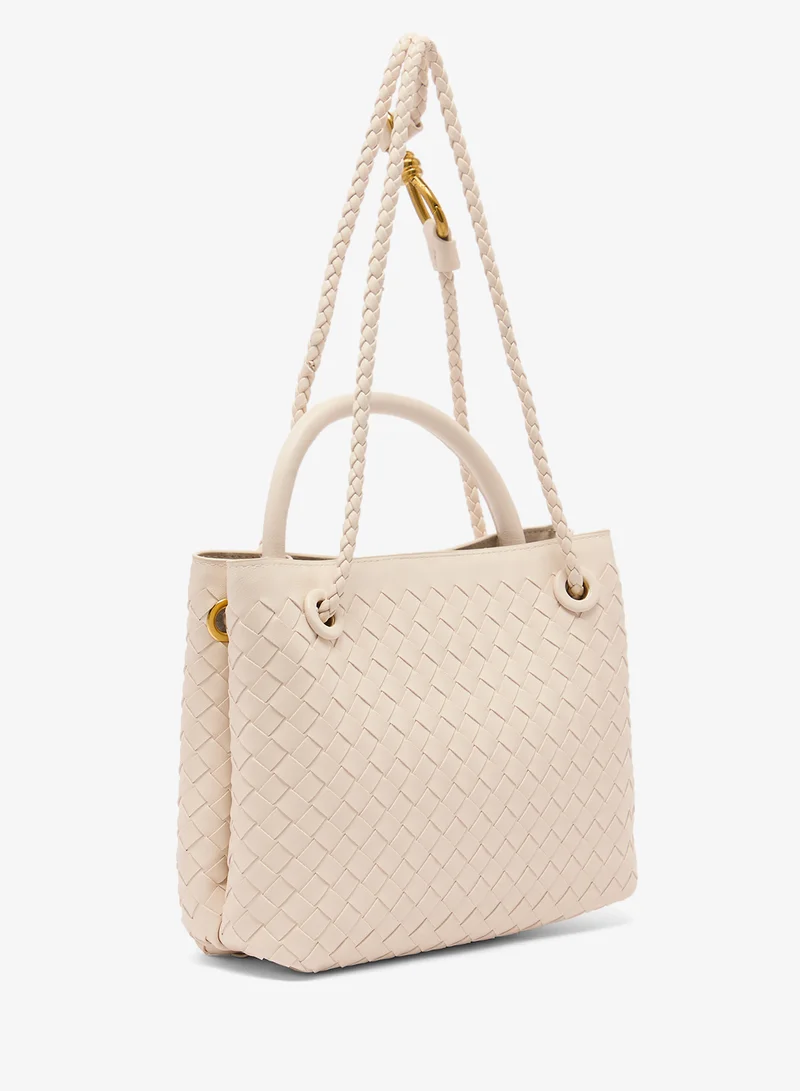 ايلا Gold Accent Woven Textured Detailed Top Handle Bag